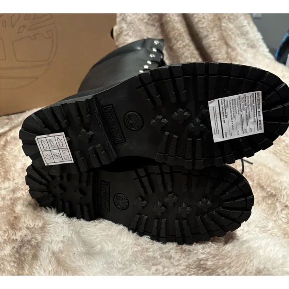 Women's Timberland Tall Boots Size 6.5 Black Leather Lace Up (youth 4.5) - Picture 6 of 8